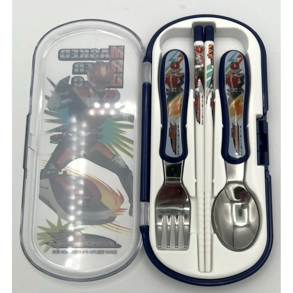 Kamen Masked Rider Den-O Japan Kids Utensil Set Fork Spoon Chopsticks Japanese